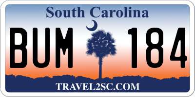 SC license plate BUM184