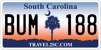 SC license plate BUM188