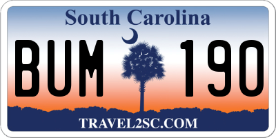 SC license plate BUM190