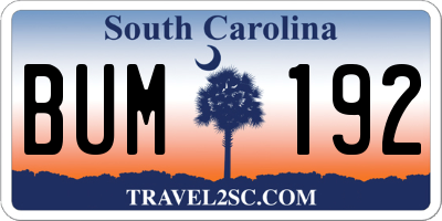 SC license plate BUM192