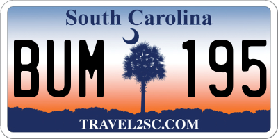SC license plate BUM195