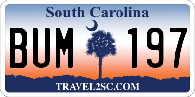 SC license plate BUM197