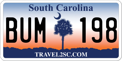 SC license plate BUM198