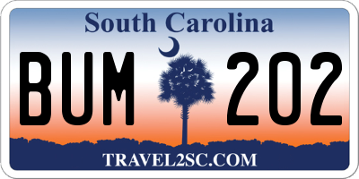 SC license plate BUM202