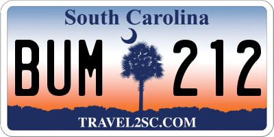 SC license plate BUM212