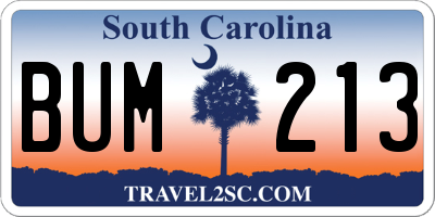 SC license plate BUM213