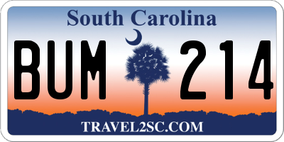SC license plate BUM214
