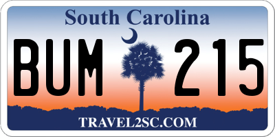 SC license plate BUM215