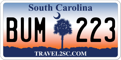 SC license plate BUM223