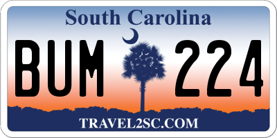 SC license plate BUM224