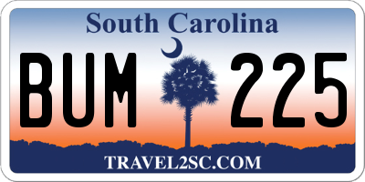 SC license plate BUM225