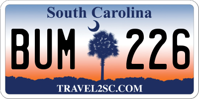 SC license plate BUM226