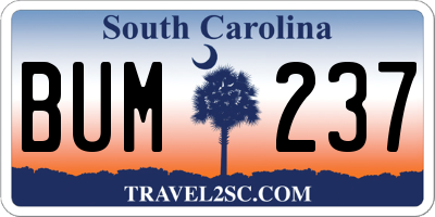 SC license plate BUM237