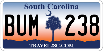 SC license plate BUM238