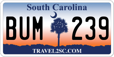 SC license plate BUM239