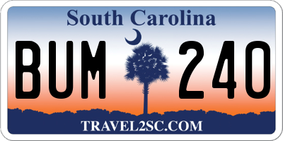 SC license plate BUM240