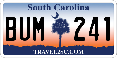 SC license plate BUM241