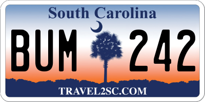 SC license plate BUM242