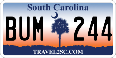 SC license plate BUM244