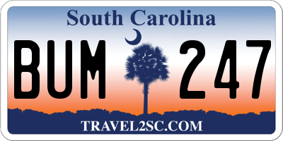 SC license plate BUM247