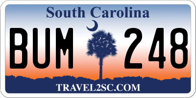 SC license plate BUM248
