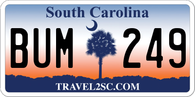 SC license plate BUM249