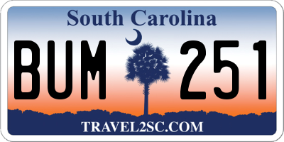 SC license plate BUM251