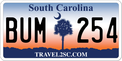 SC license plate BUM254