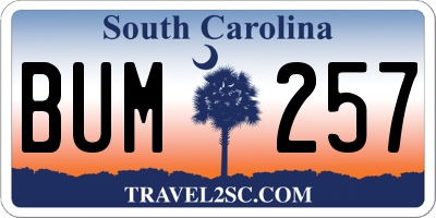SC license plate BUM257