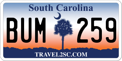 SC license plate BUM259