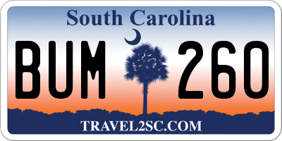 SC license plate BUM260