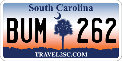 SC license plate BUM262