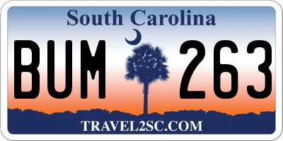 SC license plate BUM263