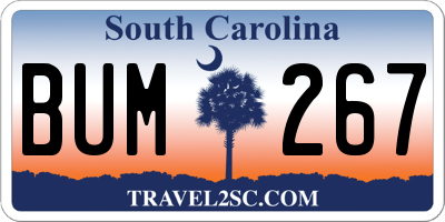 SC license plate BUM267