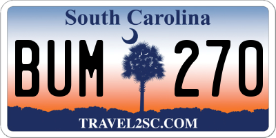 SC license plate BUM270