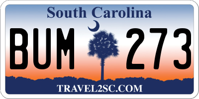 SC license plate BUM273