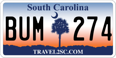SC license plate BUM274