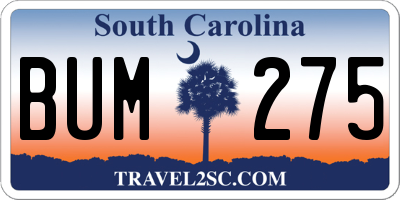 SC license plate BUM275