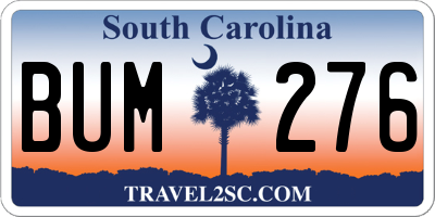 SC license plate BUM276