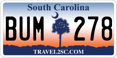 SC license plate BUM278