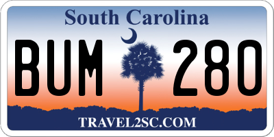 SC license plate BUM280