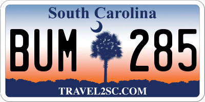 SC license plate BUM285