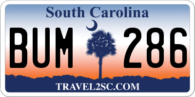 SC license plate BUM286
