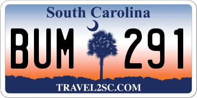 SC license plate BUM291