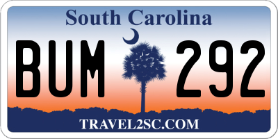 SC license plate BUM292