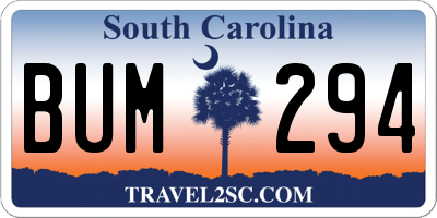 SC license plate BUM294