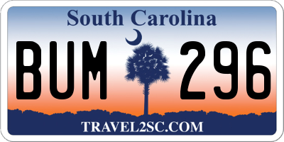 SC license plate BUM296