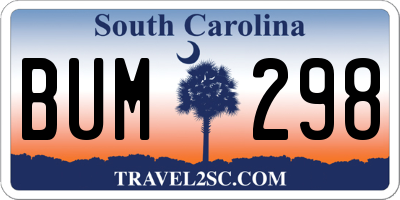 SC license plate BUM298