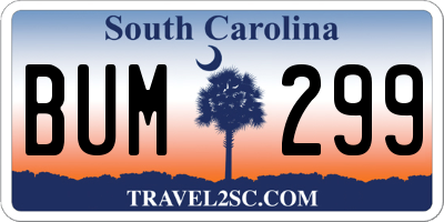 SC license plate BUM299