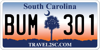 SC license plate BUM301